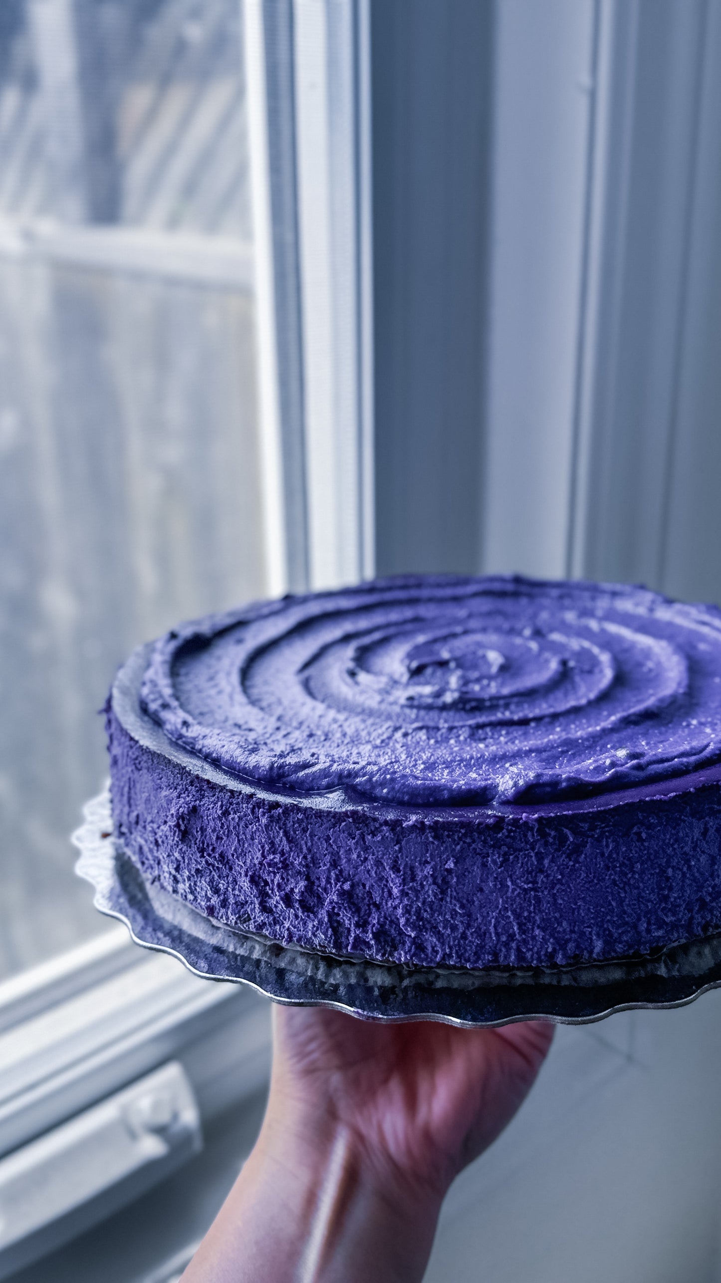 Ube Cheesecake with ube spread on top 9x3 inches
