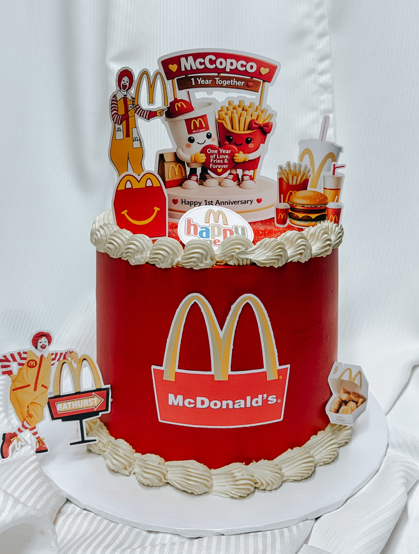 Custom cake with printed toppers